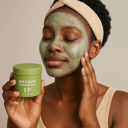 ✨ Masque Moussant Purifiant à l’Argile & Basilic Sacré 🌿🫧